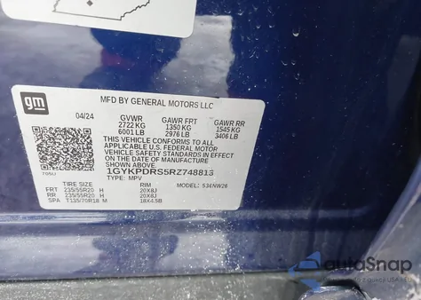 2024 Cadillac Xt6 Awd Premium Luxury z USA, uszkodzony, nr VIN 1GYKPDRS5RZ748813